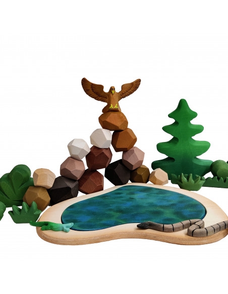 Houten hartvormige vijver