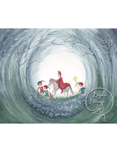 Ansichtkaart Sinterklaas onderweg Bijdehansje