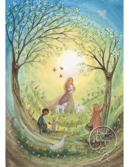 Ansichtkaart pasen Bijdehansje