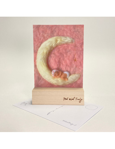 Ansichtkaart baby roze Het Wol Feetje