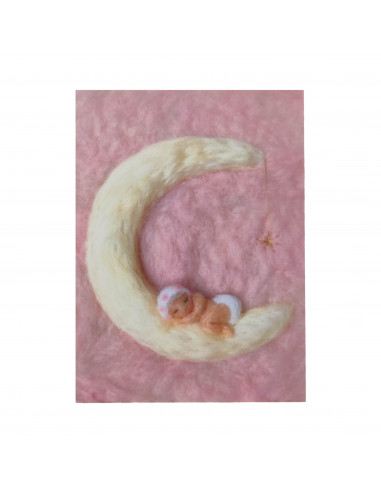 Ansichtkaart baby roze Het Wol Feetje