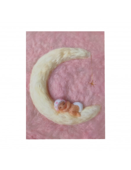 Ansichtkaart baby roze Het Wol Feetje