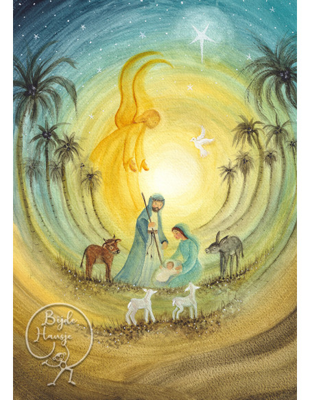 Ansichtkaart Jozef en Maria Bijdehansje