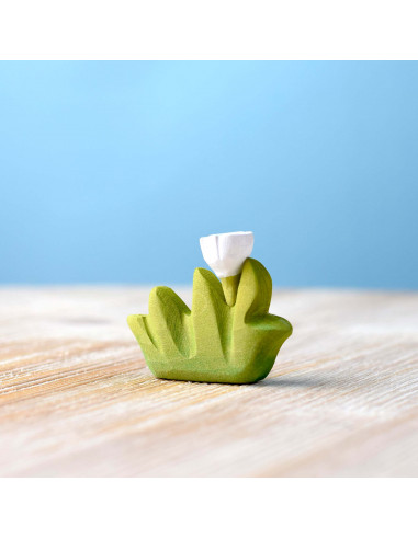 Gras klein met witte bloem