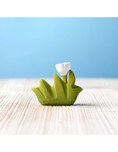 Gras klein met witte bloem