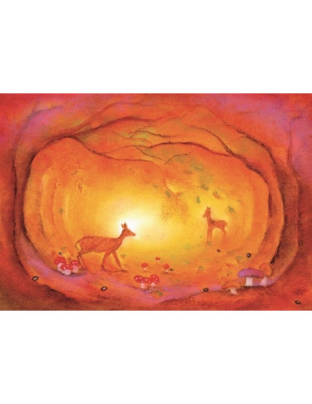 Ansichtkaart hertjes in bos Baukje Exler