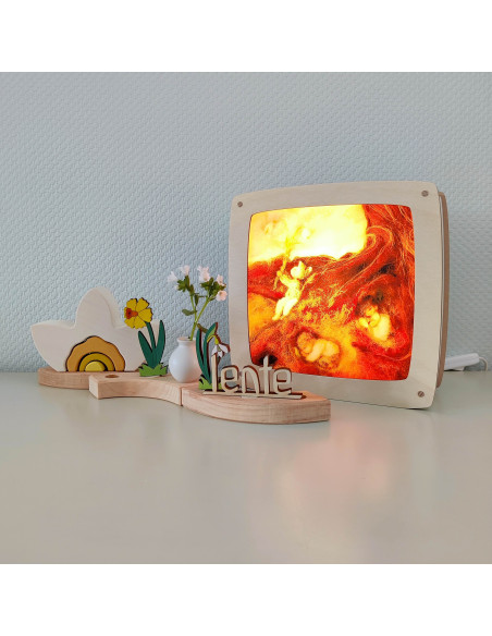 Wortelkinderen plaat voor in seizoenslamp Het Wol Feetje