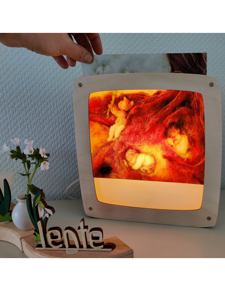 Wortelkinderen plaat voor in seizoenslamp Het Wol Feetje