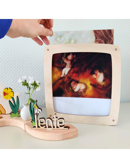 Wortelkinderen plaat voor in seizoenslamp Het Wol Feetje