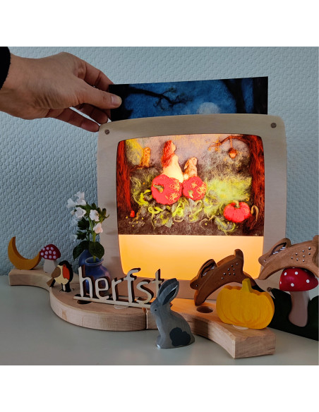 Herfst pompoen kaart voor seizoenslamp Het Wol Feetje