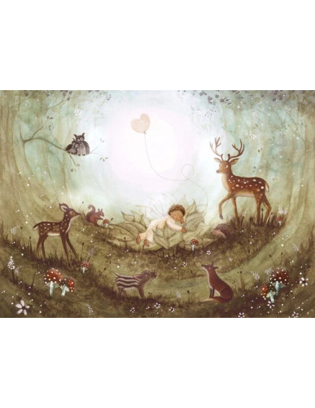 Ansichtkaart baby in bos Bijdehansje