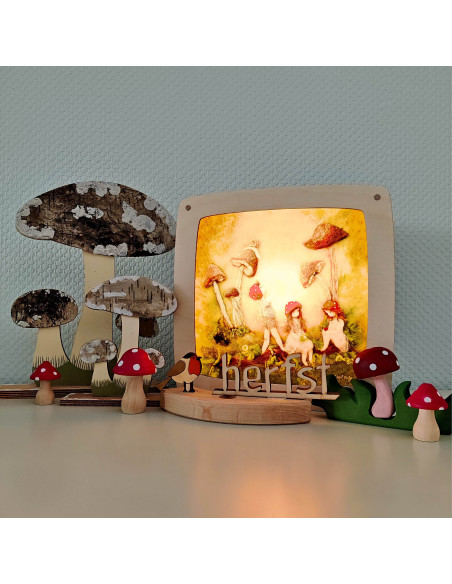 Herfst paddenstoelen kaart voor seizoenslamp Het Wol Feetje