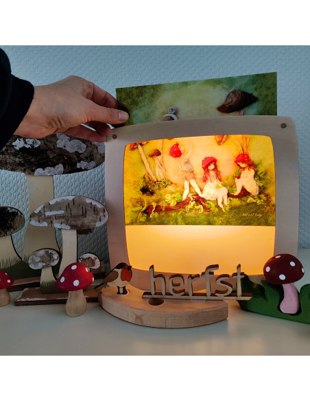 Herfst paddenstoelen kaart voor seizoenslamp Het Wol Feetje