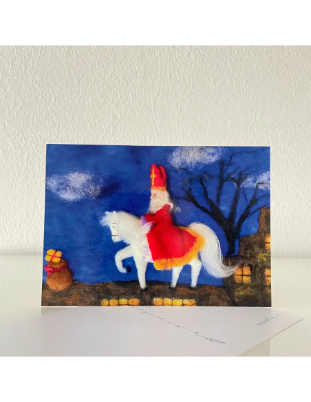 Ansichtkaart Sinterklaas op het dak Het Wol Feetje