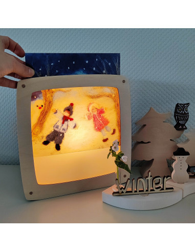 Sneeuw kindjes plaat voor seizoenslamp