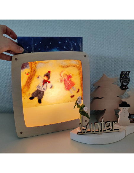 Sneeuw kindjes plaat voor seizoenslamp