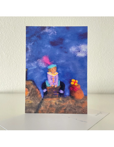 Ansichtkaart Pietje op het dak Het Wol Feetje