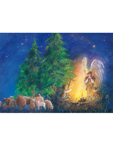 Ansichtkaart herders met engel Daniela Drescher