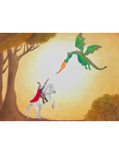 Ansichtkaart Joris en de draak Het Blije Kroontje