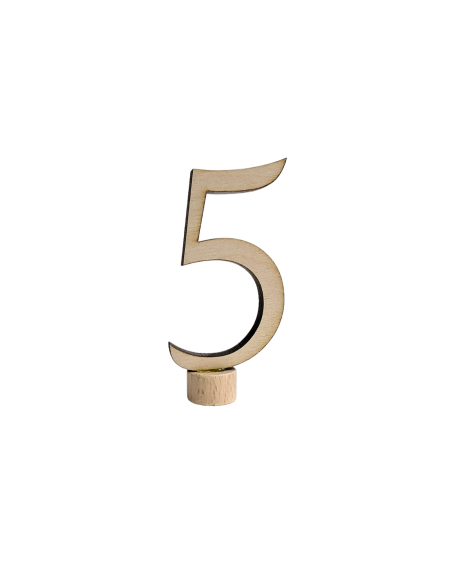 Cijfer 5 naturel steker