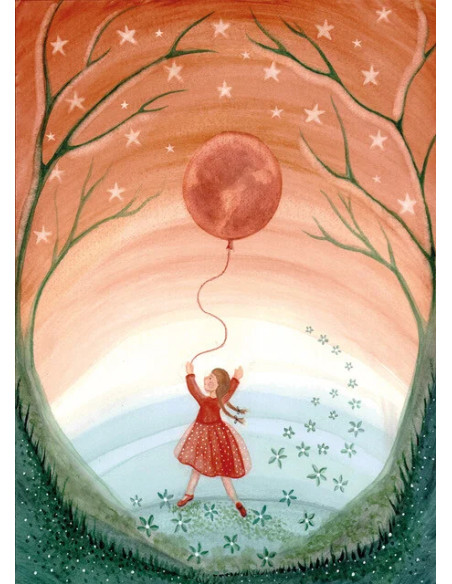 Ansichtkaart meisje met ballon Bijdehansje