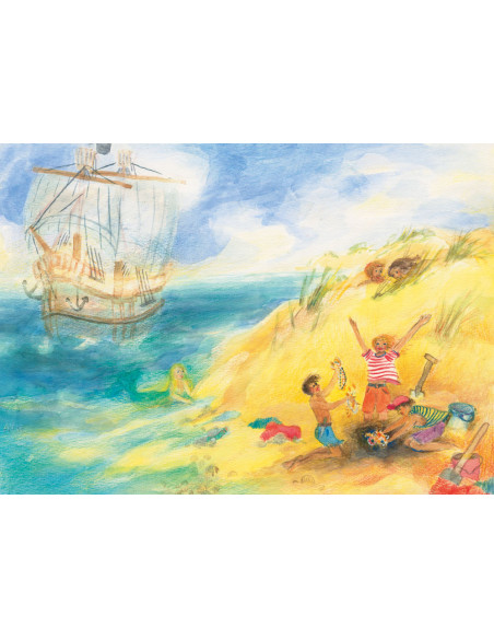 Ansichtkaart zomers strand Andrea Wilmers