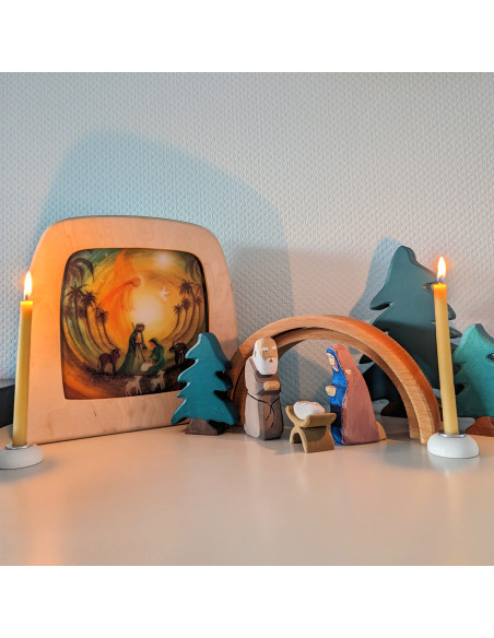 Kerststal plaat voor in de seizoenslamp Bijdehansje