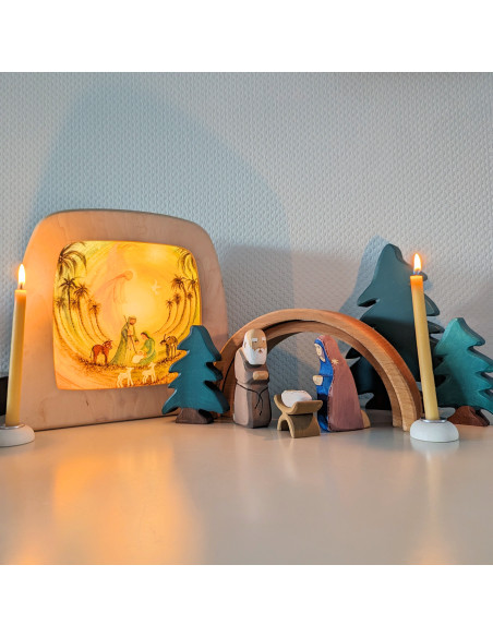 Kerststal plaat voor in de seizoenslamp Bijdehansje