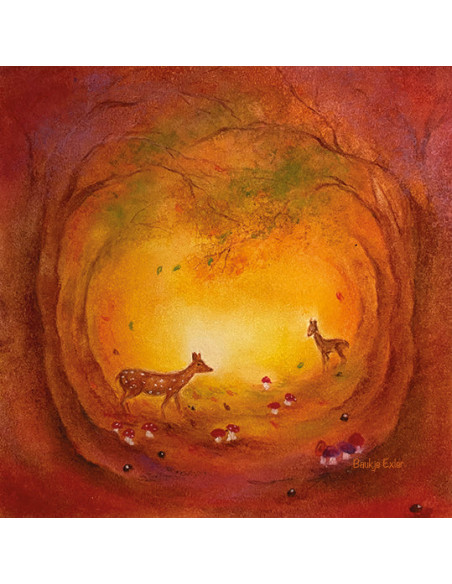 Hertjes in bos plaat voor seizoenslamp Baukje Exler