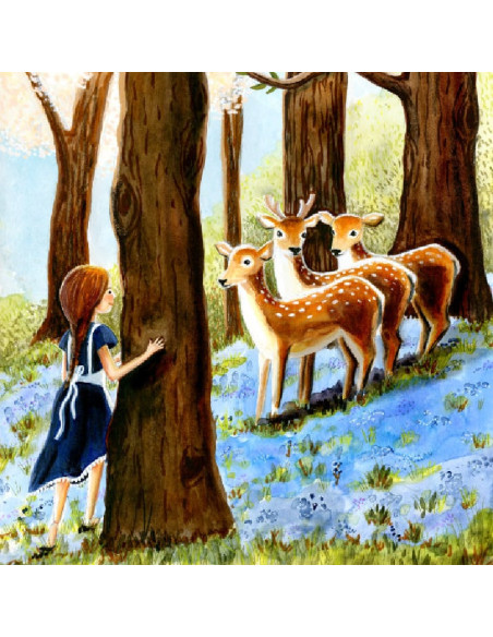 Hertjes in lente bos plaat voor seizoenslamp Esther Bennink