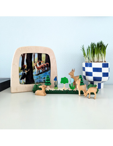 Hertjes in lente bos plaat voor seizoenslamp...