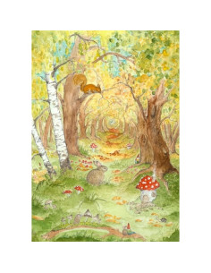 Ansichtkaart herfstbos Margo Heine