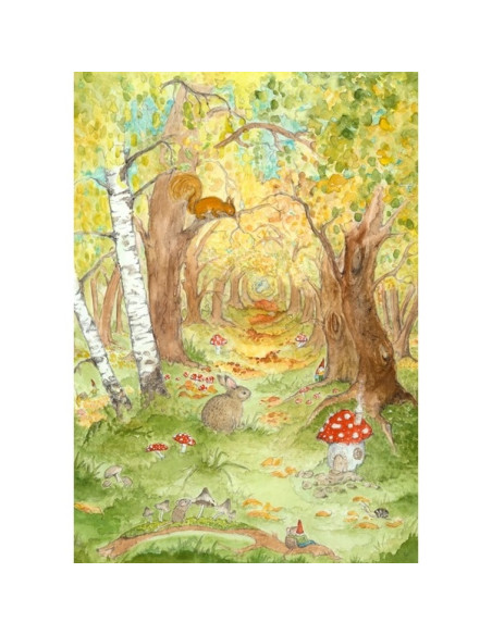 Ansichtkaart herfstbos Margo Heine