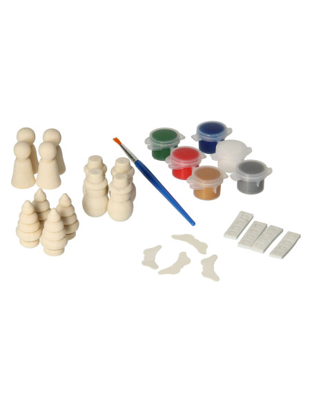 Miniatuur kerst peg doll set