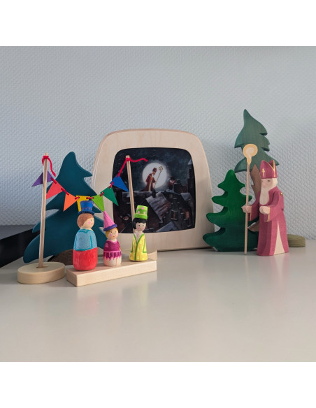 Sinterklaas op het dak plaat voor seizoenslamp Bijdehansje