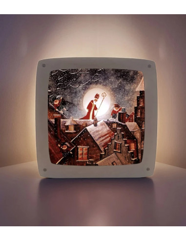 Sinterklaas op het dak plaat voor seizoenslamp...
