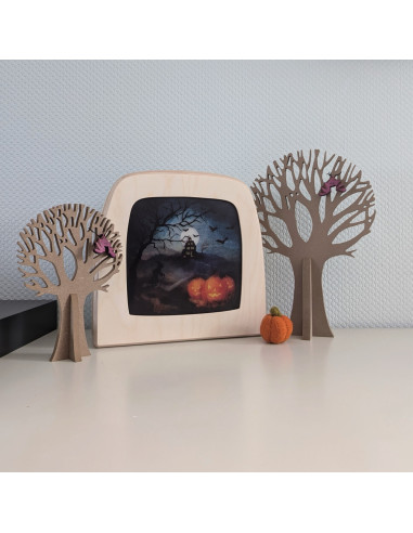 Halloween huis plaat voor seizoenslamp Vogel Geluk