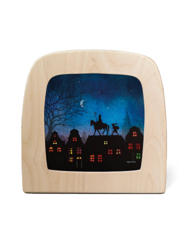 Sinterklaas op dak plaat voor seizoenslamp...