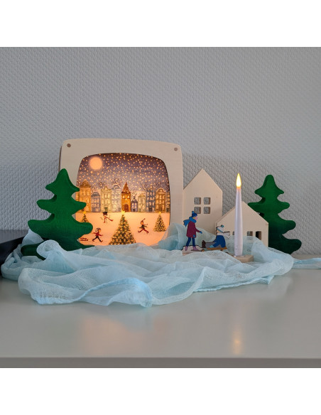 Schaatsen winter plaat voor seizoenslamp Bijdehansje