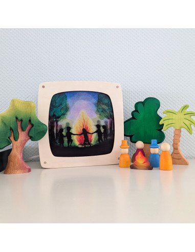 Dansen om kampvuur plaat voor seizoenslamp...