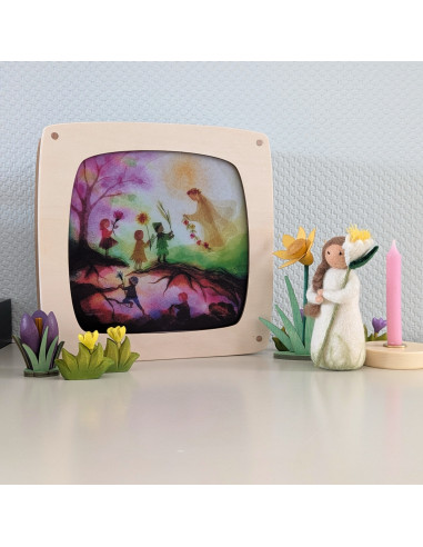 Lente kinderen plaat voor seizoenslamp Vogel Geluk