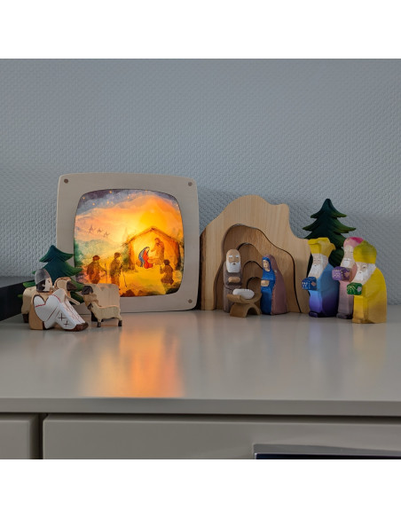 Kerststal plaat voor seizoenslamp Vogel Geluk