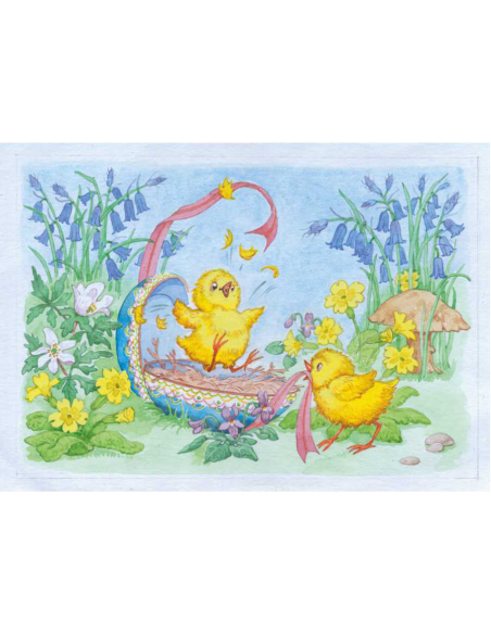 Ansichtkaart paas kuikens Patricia Burgess