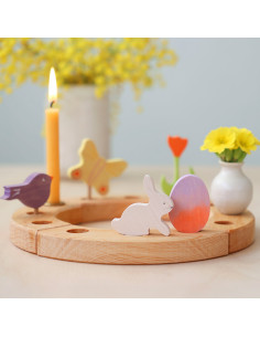 Paasei + paashaas steker set roze/paars 2