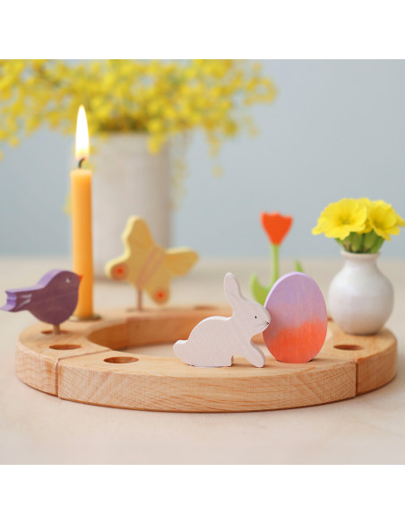 Paasei + paashaas steker set roze/paars