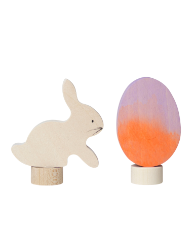 Paasei + paashaas steker set roze/paars