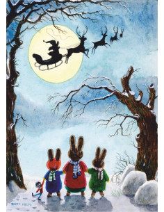 Ansichtkaart kerstman slee Racey Helps