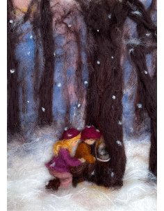 Ansichtkaart winters bos Het Wol Feetje