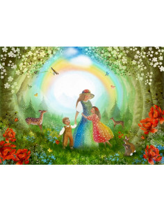 Ansichtkaart regenboog weiland Bijdehansje