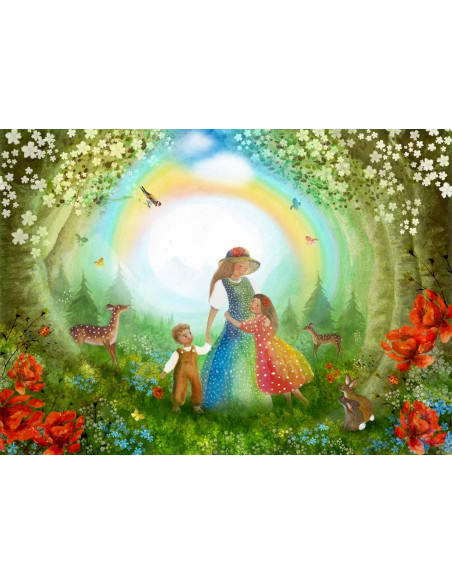 Ansichtkaart regenboog weiland Bijdehansje